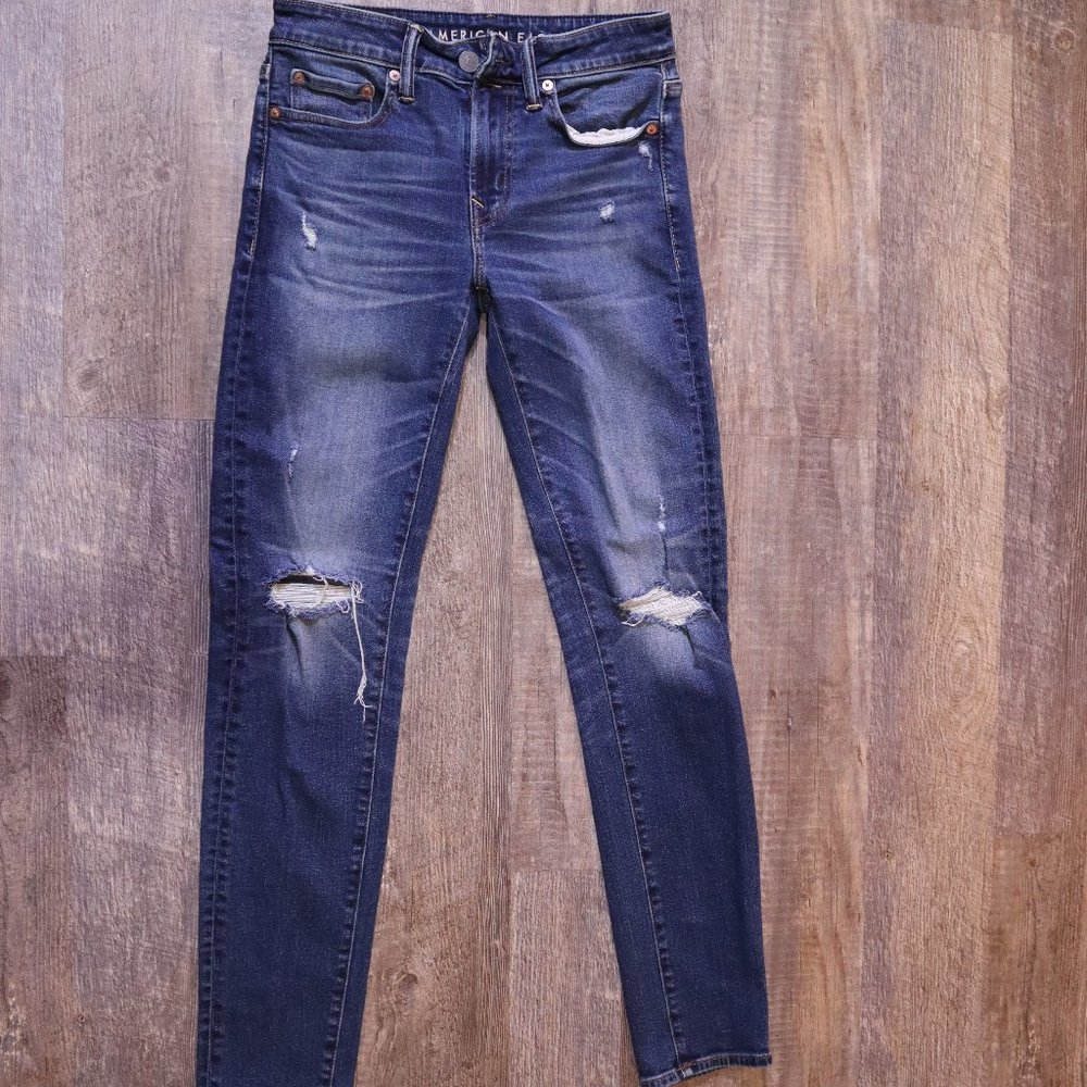 American Eagle Men's Jeans, 28x32, Skinny, Distressed, Blue